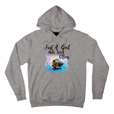 Watercolor Sea Otter Gift Who Loves Otters Cute Gift Tall Hoodie