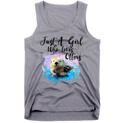 Watercolor Sea Otter Gift Who Loves Otters Cute Gift Tank Top