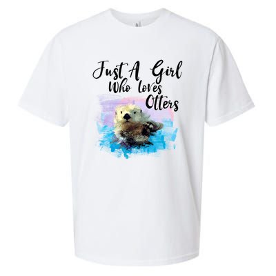 Watercolor Sea Otter Gift Who Loves Otters Cute Gift Sueded Cloud Jersey T-Shirt