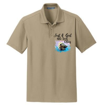 Watercolor Sea Otter Gift Who Loves Otters Cute Gift Dry Zone Grid Polo