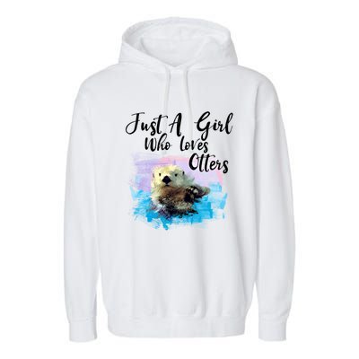 Watercolor Sea Otter Gift Who Loves Otters Cute Gift Garment-Dyed Fleece Hoodie