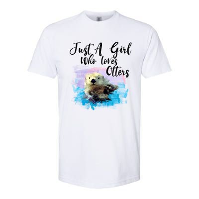 Watercolor Sea Otter Gift Who Loves Otters Cute Gift Softstyle CVC T-Shirt