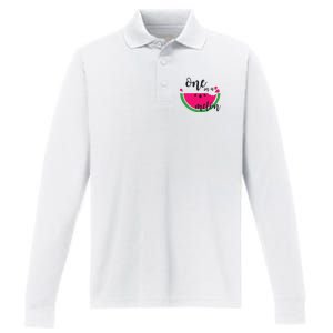 Watermelon Summer One in a Melon Fruit cool Tee gift Performance Long Sleeve Polo