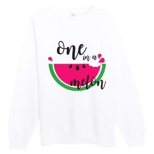 Watermelon Summer One in a Melon Fruit cool Tee gift Premium Crewneck Sweatshirt