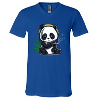 Weed Smoking Panda Gift Marijuana Cannabis Thc Stoner Gift V-Neck T-Shirt