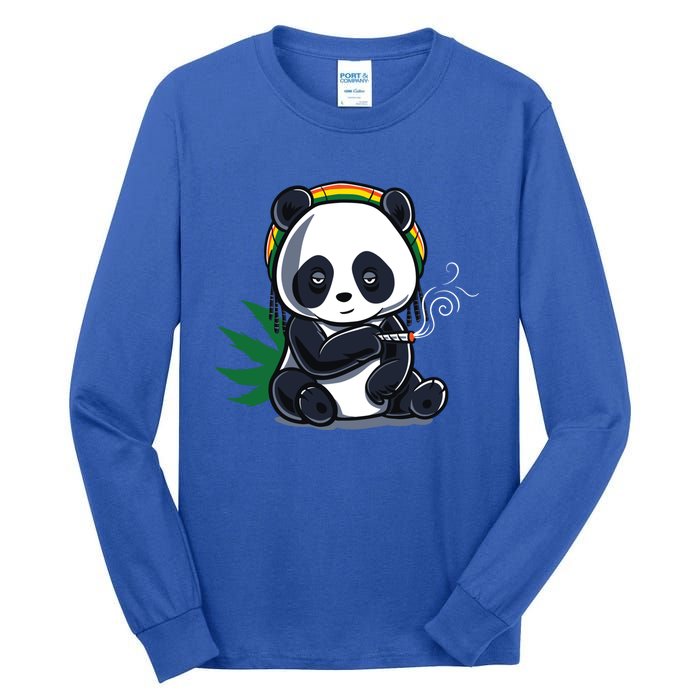 Weed Smoking Panda Gift Marijuana Cannabis Thc Stoner Gift Tall Long Sleeve T-Shirt