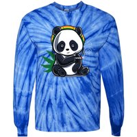 Weed Smoking Panda Gift Marijuana Cannabis Thc Stoner Gift Tie-Dye Long Sleeve Shirt