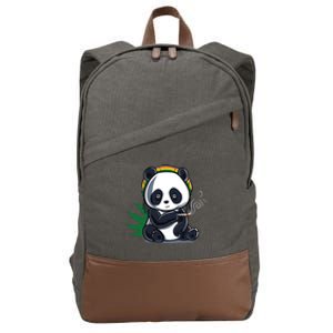 Weed Smoking Panda Gift Marijuana Cannabis Thc Stoner Gift Cotton Canvas Backpack