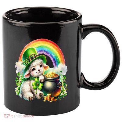 Watercolor St. PatrickS Day Leprechaun Lamb Rainbows Coins 11oz C Handle Ceramic Mug