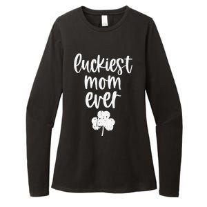 Womens St Patricks Day Cute Gift For Mother Mommy Luckiest Mom Ever Womens CVC Long Sleeve Shirt