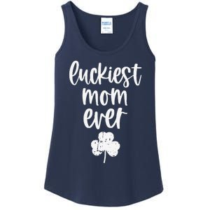 Womens St Patricks Day Cute Gift For Mother Mommy Luckiest Mom Ever Ladies Essential Tank