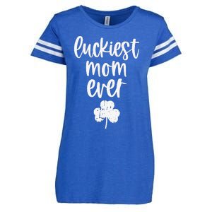 Womens St Patricks Day Cute Gift For Mother Mommy Luckiest Mom Ever Enza Ladies Jersey Football T-Shirt