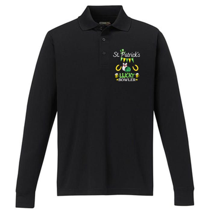 WoFUNNY SAINT PATRICK'S DAY GIFT FOR WOWHO LOVE BOWLING Performance Long Sleeve Polo