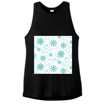 Winter Snowflakes Pattern Ladies PosiCharge Tri-Blend Wicking Tank