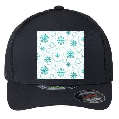 Winter Snowflakes Pattern Flexfit Unipanel Trucker Cap