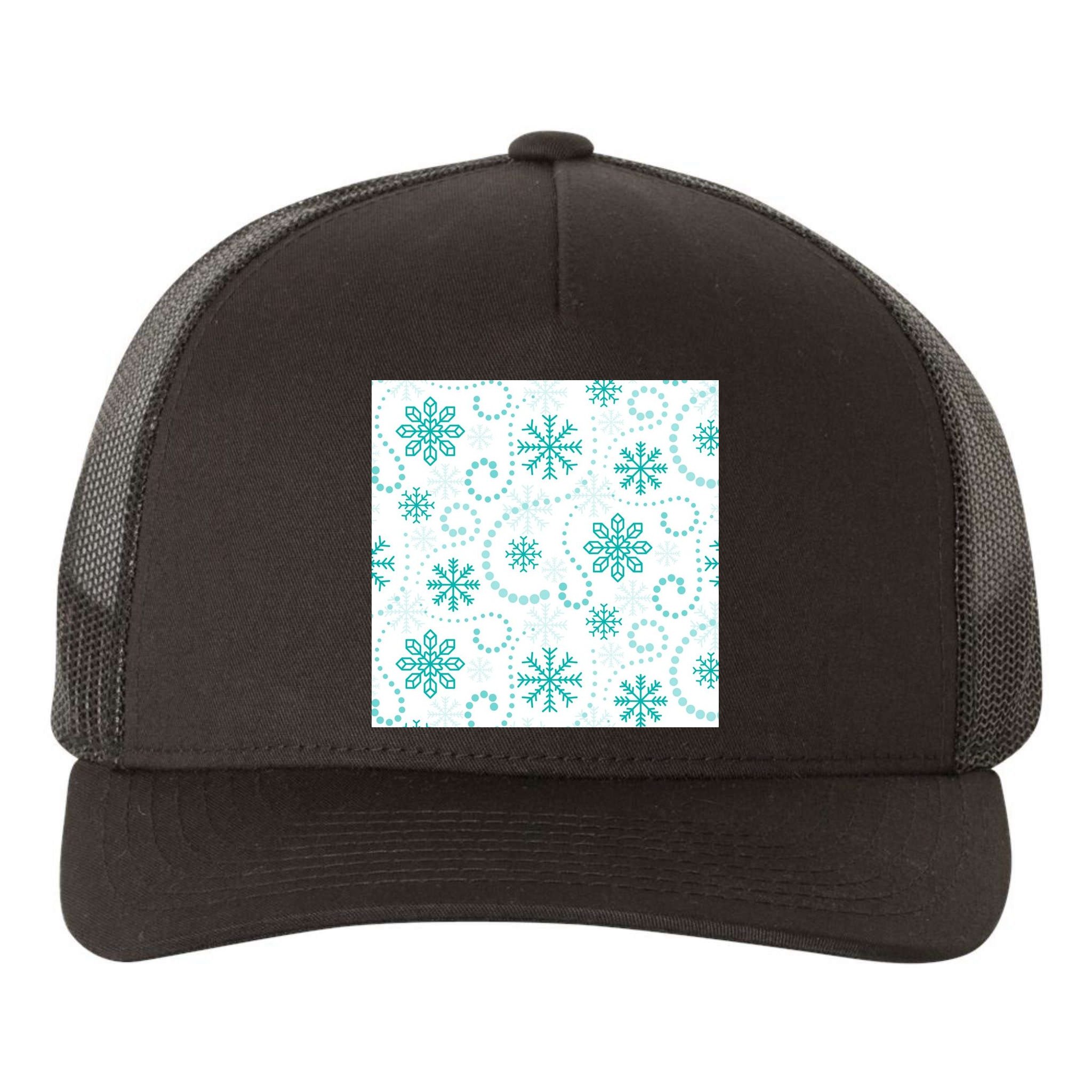 Winter Snowflakes Pattern Yupoong Adult 5-Panel Trucker Hat