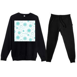 Winter Snowflakes Pattern Premium Crewneck Sweatsuit Set