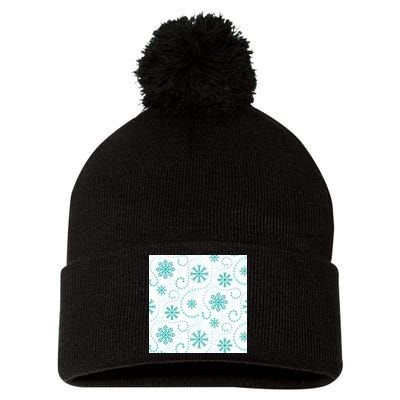 Winter Snowflakes Pattern Pom Pom 12in Knit Beanie