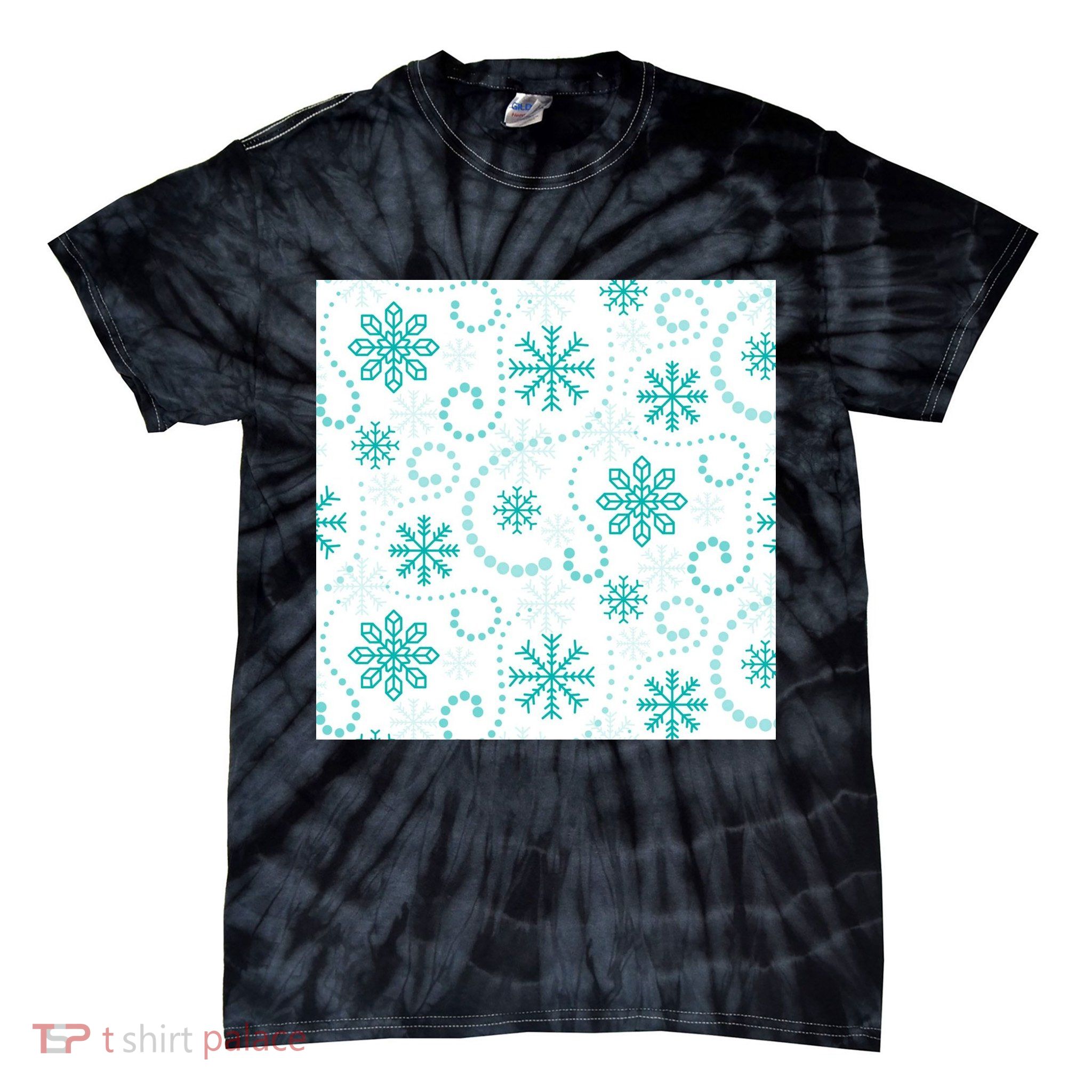 Winter Snowflakes Pattern Tie-Dye T-Shirt