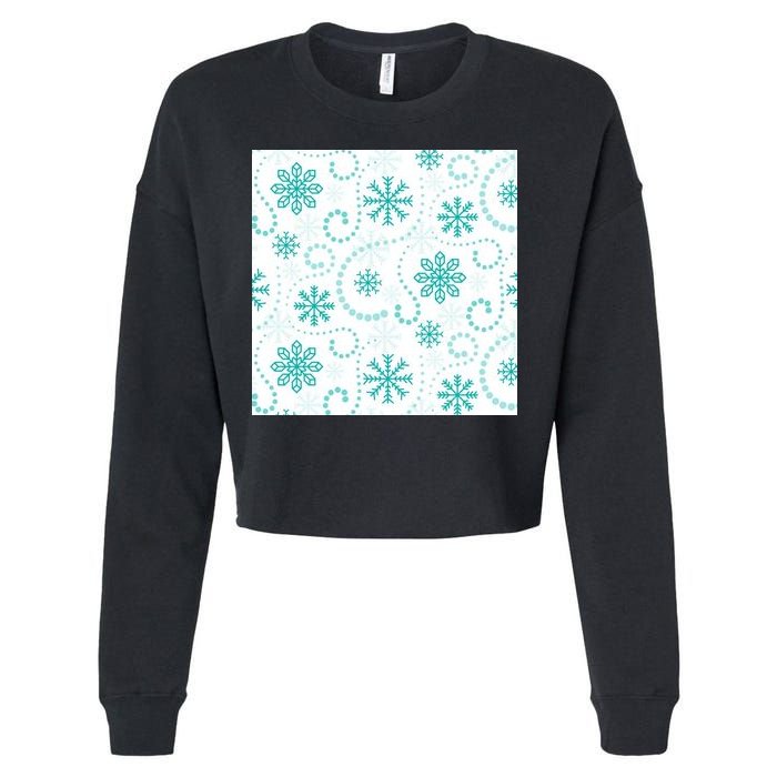 Winter Snowflakes Pattern Cropped Pullover Crew
