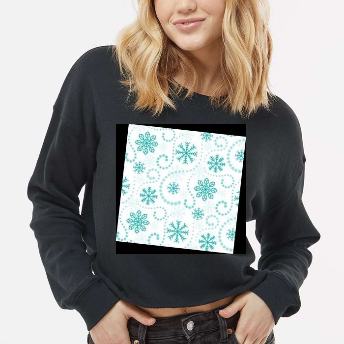Winter Snowflakes Pattern Cropped Pullover Crew