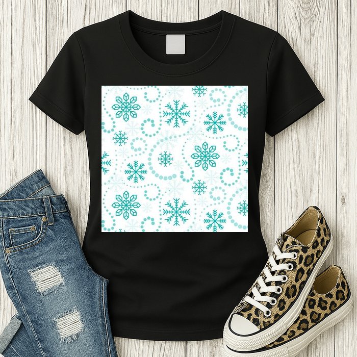 Winter Snowflakes Pattern Womens T-Shirt