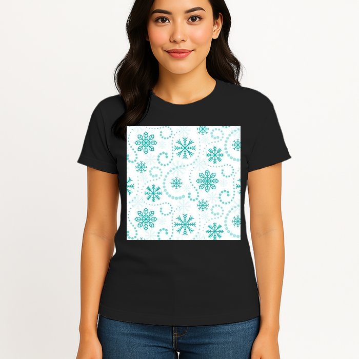 Winter Snowflakes Pattern Womens T-Shirt