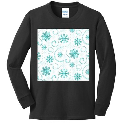 Winter Snowflakes Pattern Kids Long Sleeve Shirt