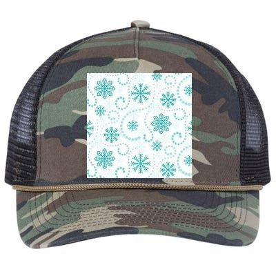 Winter Snowflakes Pattern Retro Rope Trucker Hat Cap