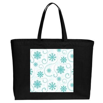 Winter Snowflakes Pattern Cotton Canvas Jumbo Tote