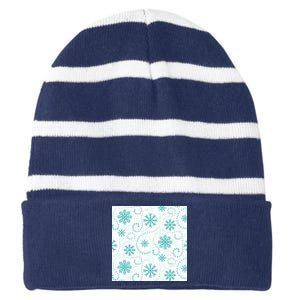 Winter Snowflakes Pattern Striped Beanie with Solid Band