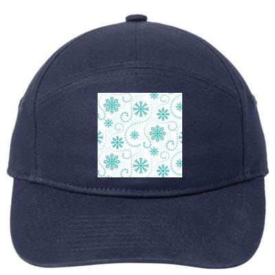 Winter Snowflakes Pattern 7-Panel Snapback Hat