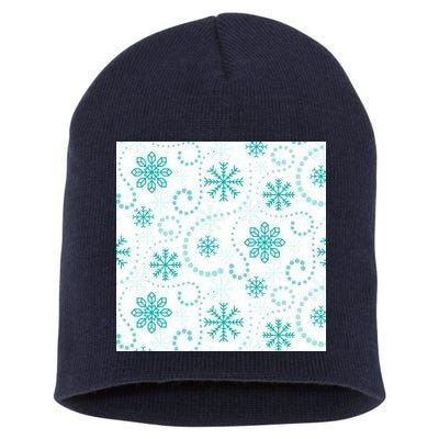 Winter Snowflakes Pattern Short Acrylic Beanie