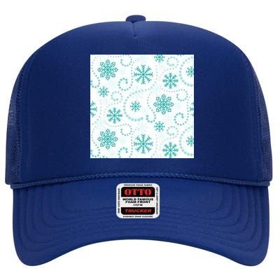 Winter Snowflakes Pattern High Crown Mesh Back Trucker Hat