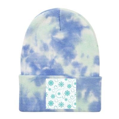 Winter Snowflakes Pattern Tie Dye 12in Knit Beanie