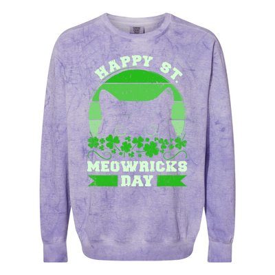 Wo St Patricks Day Outfit Cat Owner Cat Lover Gift Colorblast Crewneck Sweatshirt