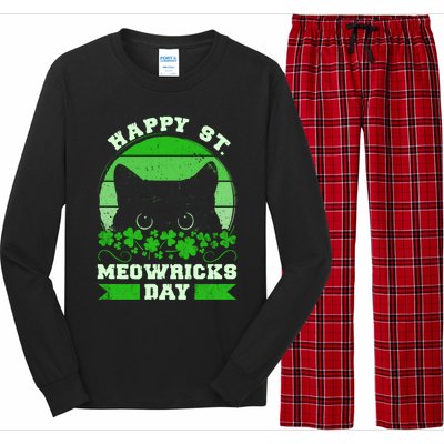 Wo St Patricks Day Outfit Cat Owner Cat Lover Gift Long Sleeve Pajama Set