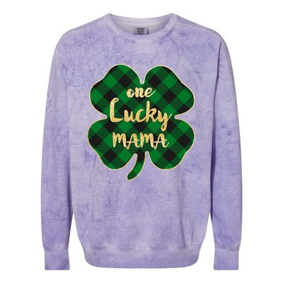 Wo St Patrick's Day Gift For Moms Cute One Lucky Mama Gift Colorblast Crewneck Sweatshirt