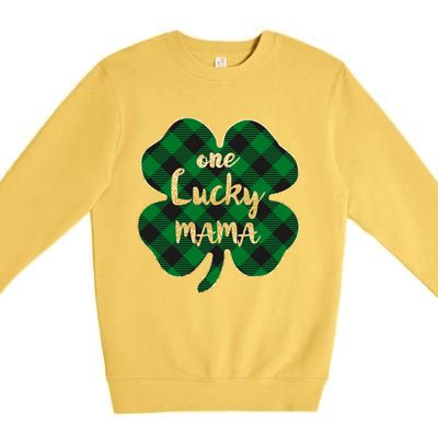 Wo St Patrick's Day Gift For Moms Cute One Lucky Mama Gift Premium Crewneck Sweatshirt