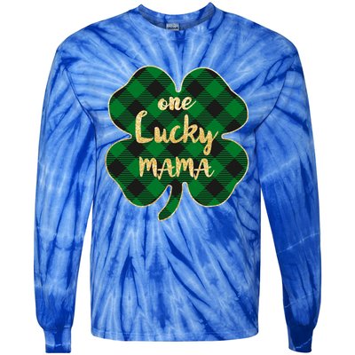 Wo St Patrick's Day Gift For Moms Cute One Lucky Mama Gift Tie-Dye Long Sleeve Shirt