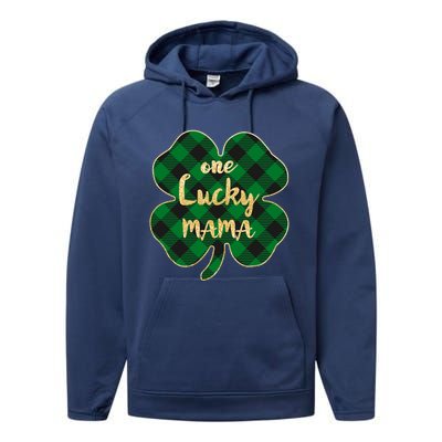 Wo St Patrick's Day Gift For Moms Cute One Lucky Mama Gift Performance Fleece Hoodie