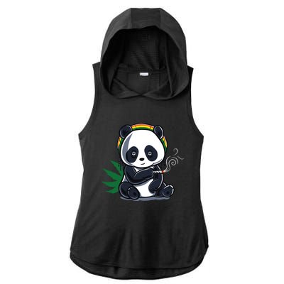 Weed Smoking Panda Gift Marijuana Cannabis Thc Stoner Gift Cool Gift Ladies PosiCharge Tri-Blend Wicking Draft Hoodie Tank