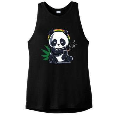 Weed Smoking Panda Gift Marijuana Cannabis Thc Stoner Gift Cool Gift Ladies PosiCharge Tri-Blend Wicking Tank