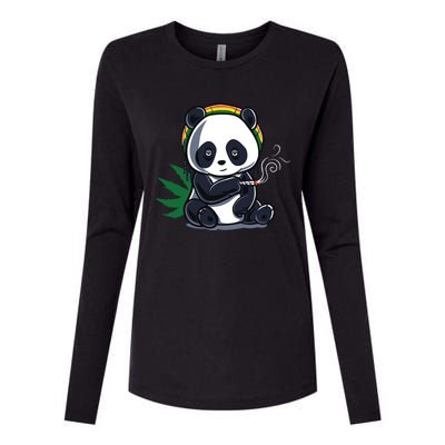 Weed Smoking Panda Gift Marijuana Cannabis Thc Stoner Gift Cool Gift Womens Cotton Relaxed Long Sleeve T-Shirt