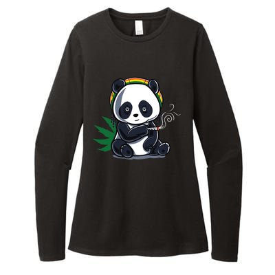 Weed Smoking Panda Gift Marijuana Cannabis Thc Stoner Gift Cool Gift Womens CVC Long Sleeve Shirt