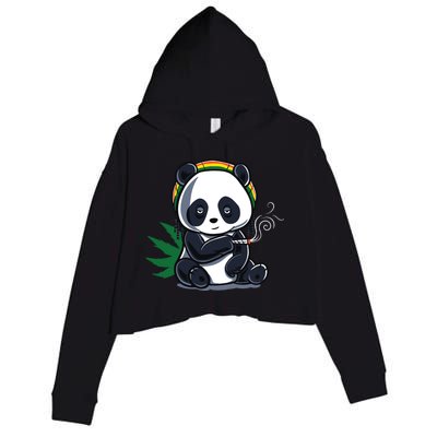 Weed Smoking Panda Gift Marijuana Cannabis Thc Stoner Gift Cool Gift Crop Fleece Hoodie