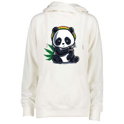 Weed Smoking Panda Gift Marijuana Cannabis Thc Stoner Gift Cool Gift Womens Funnel Neck Pullover Hood