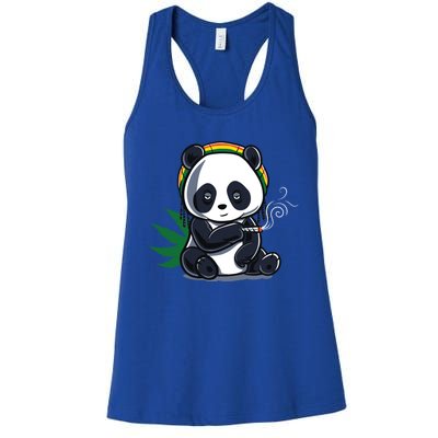 Weed Smoking Panda Gift Marijuana Cannabis Thc Stoner Gift Cool Gift Women's Racerback Tank