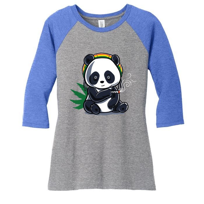 Weed Smoking Panda Gift Marijuana Cannabis Thc Stoner Gift Cool Gift Women's Tri-Blend 3/4-Sleeve Raglan Shirt