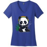 Weed Smoking Panda Gift Marijuana Cannabis Thc Stoner Gift Cool Gift Women's V-Neck T-Shirt